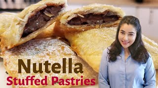 Nutella Puff Pastry  Super Easy and Fast Recipe  Sweet Snack  Nutella Bread  chocolate pastry [upl. by Yraeg128]