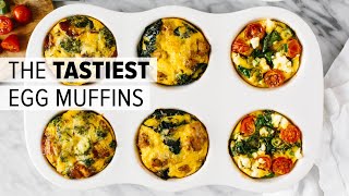 EGG MUFFINS 3 WAYS  healthy breakfast meal prep recipe [upl. by Samantha682]