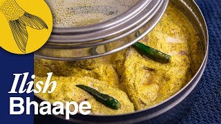 Ilish Bhapa Shorshe Diye—Bengali Recipe of Steamed Hilsa in MustardCoconut Paste—Easy Ilish Recipe [upl. by Ahtiek]