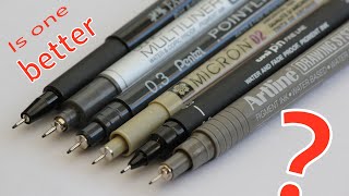 Comparing the pigmented fineliner brands An overly critical review [upl. by Cindee867]