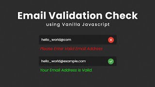 Email Validation Check Using Vanilla Javascript  How To Check Email Valid or Not [upl. by Ynffit]