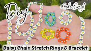 Beading Basics Easy Daisy Chain DIY Seed Bead Rings amp Bracelet [upl. by Roselia735]