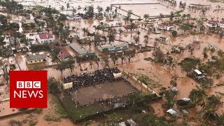 Cyclone Idai Flying over flooded Mozambique  BBC News [upl. by Nelak]