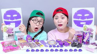 Purple Food Jelly Candy DONA Mukbang [upl. by Koller]