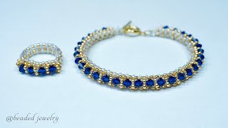 How to make beaded jewelry Elegant bracelet and ring [upl. by Harvard]