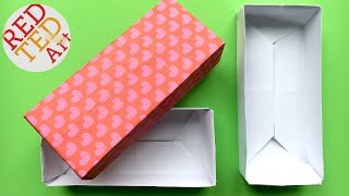 Easy Rectangular Origami Box  Paper Crafts  Crafts Basics [upl. by Kcirdderf]