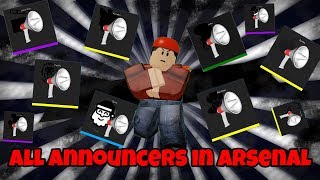 ALL ANNOUNCERS IN ARSENAL  ROBLOX [upl. by Ceil]