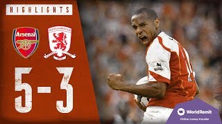 AN INCREDIBLE COMEBACK  Arsenal 53 Middlesbrough  Highlights  2004 [upl. by Yelrahc]