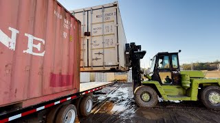 Move Two Containers by Forklift Automatically Unload with QuickLoadz [upl. by Downey]