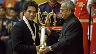 President Mukherjee presents Bharat Ratna to Shri Sachin Tendulkar and Prof C N R Rao [upl. by Inalej961]