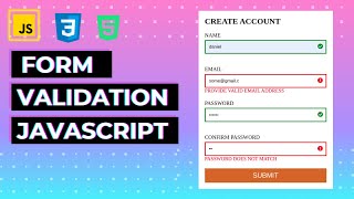 JAVASCRIPT FORM VALIDATION AND SUBMIT TO ANOTHER PAGE [upl. by Yllil829]