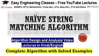 Naive String Matching Algorithm in Hindi with Solved Examples  Algorithm Design Analysis Lectures [upl. by Caves]