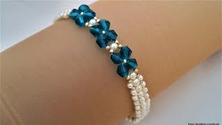 DIY elegant bracelet Beaded bracelet pattern for beginners [upl. by Atiuqram]