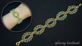 Oval shape beaded braceletBeading tutorial DIY beaded jewelry [upl. by Skip]