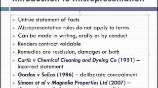 Misrepresentation Lecture 1 of 4 [upl. by Acnalb]