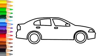 How to Draw Simple Car Step by Step Learn Easy Drawing a Car with draw easy [upl. by Thursby]