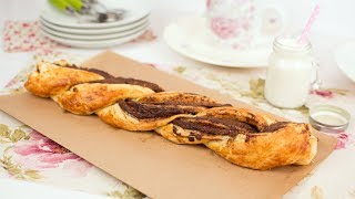 Nutella Puff Pastry Braid  Easy Chocolate Puff Pastry Dessert Recipe [upl. by Releyks]