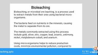 What is bioleaching part1 [upl. by Neeven]