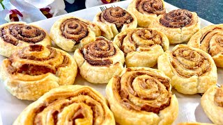 ONLY TWO ingredients If you have puff pastry and Nutella spread make this delicious puff rolls [upl. by Akiv]