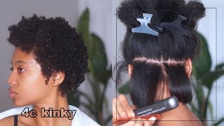 SILK PRESS on 4C twa NATURAL HAIR at home blowoutflat iron J Mayo [upl. by Grenville]