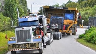 Caterpillar 777 Mining Haul Truck Transported by 11 Axle Lowboy [upl. by Allcot]