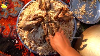 Beef Rice Pilaf  Beef Plov  Caucasian rice pilaf recipe with chickens  Wilderness Cooking [upl. by Gerbold785]