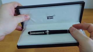 Unboxing Montblanc Meisterstuck PlatinumCoated Classique fountain pen [upl. by Tildie321]